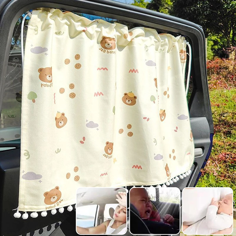 

Child-Friendly Cartoon UV Protection Auto Side Window Sunshade; Comes with Suction Cup Curtain