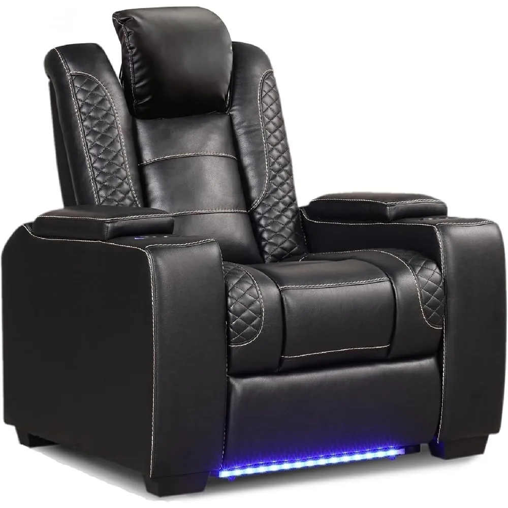 Power Recliner Home Theater Seating, Electric Recline Chairwith Adjustable Headrest,PU Leather Dual Motor Movie RecliningChairs