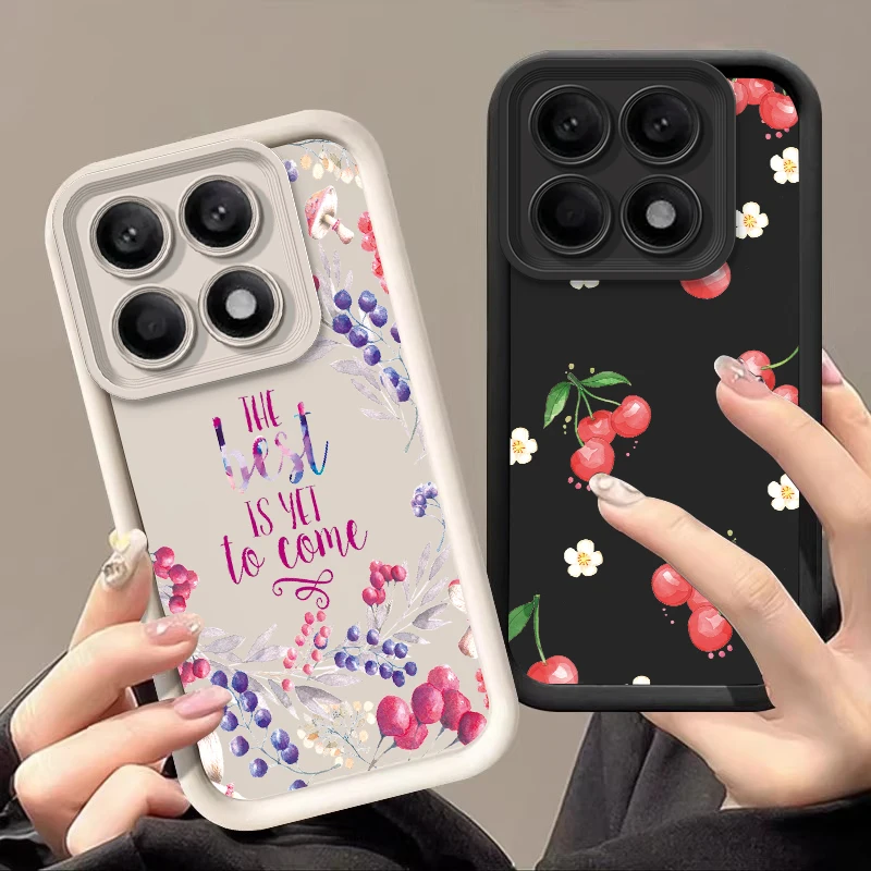 Blurred flower red For Xiaomi 13T 14T Pro Redmi Note 13 9 10 12 14C K70E 9S Poco F5 5G X5 X6 C65 M6 Soft Silicone Phone Case