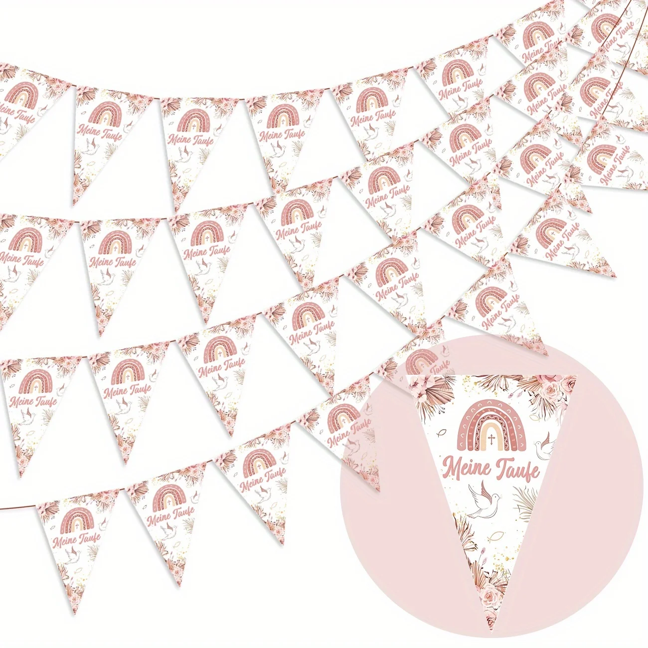 4-teiliges Taufe Girlande Party Banner My Taufe Deko MäDchen Rosa Rainbow Erstkommunion Kommunion Taufe Party Dekoration
