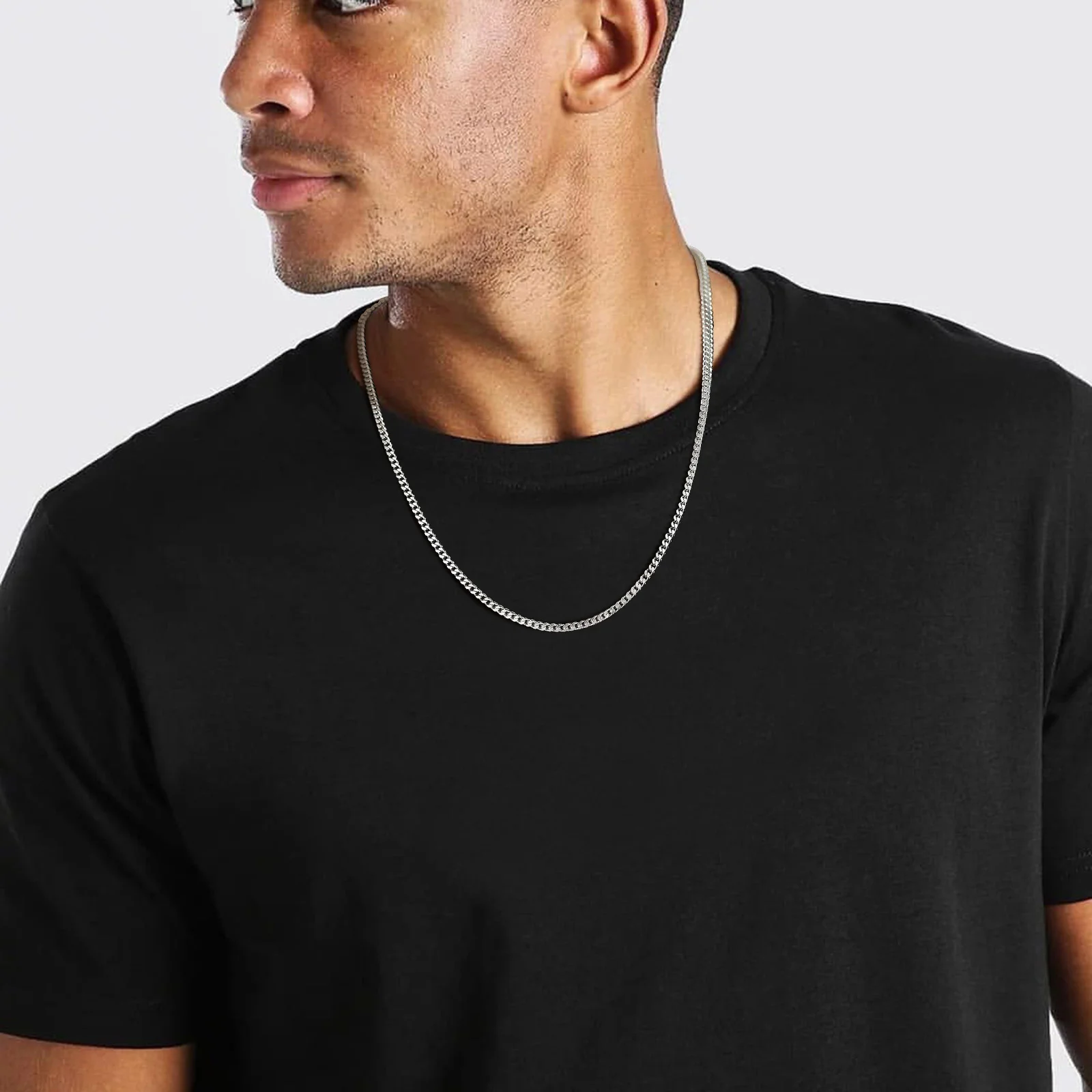 Franco Kette Halskette für Männer Jungen, 3mm dicke Edelstahl Halskette, männliche Kette Schmuck Geschenke – Detail 2