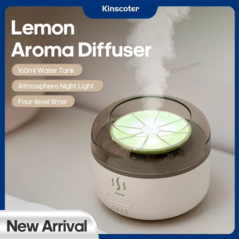 

Portable Lemon Essential Oil Aroma Diffuser 160ml Household Small Spray Air Humidifier Silent with Light for Room Creative Gift