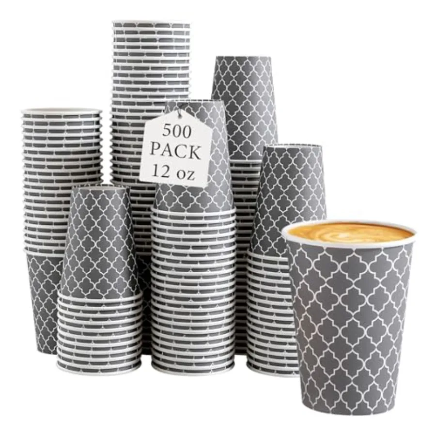 

Coffee Cups 12OZ 500 Pack Disposable Coffee Cup Disposable Cups 12 oz Hot Cups 12 oz Paper Insulated Cup for Cold Hot Drinks No