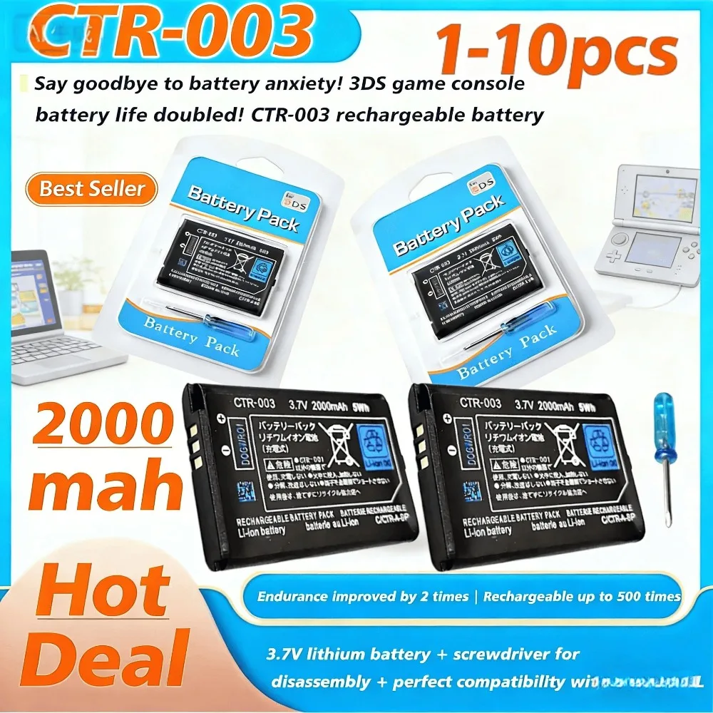 

2000mAh CTR-003 Battery for NEW 3DS Gaming Machine Host Batteries 3.7V Lithium Built-in Cell N3DS 2DS Gamepad Controller