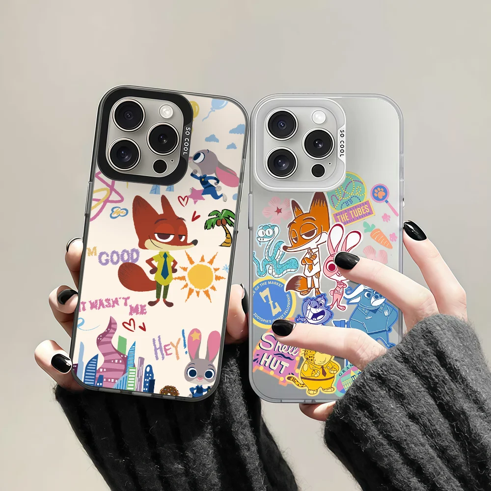 

Cute Animals Z-zootopia 2 Phone Case For IPhone 12 11 13 14 15 16 17Max Pro Plus Mini Protective IMD Color Cover