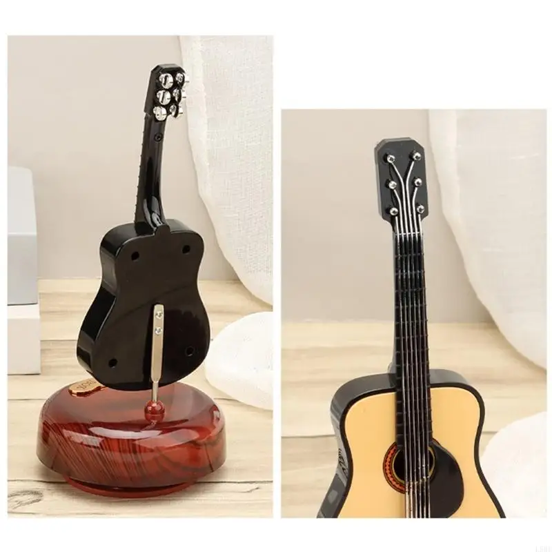 L9BE Violin Music Box,Wind Up Musical Boxes with Rotatings Base Miniature Musical Instrument Desk Decorations Birthday Gift