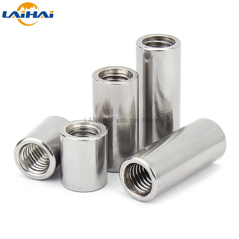 

2/10pcs M3 M4 M5 M6 M8 M10 304 Stainless Steel Extend Long Lengthen Round Coupling Nut Connector Joint Sleeve Tubular Nut