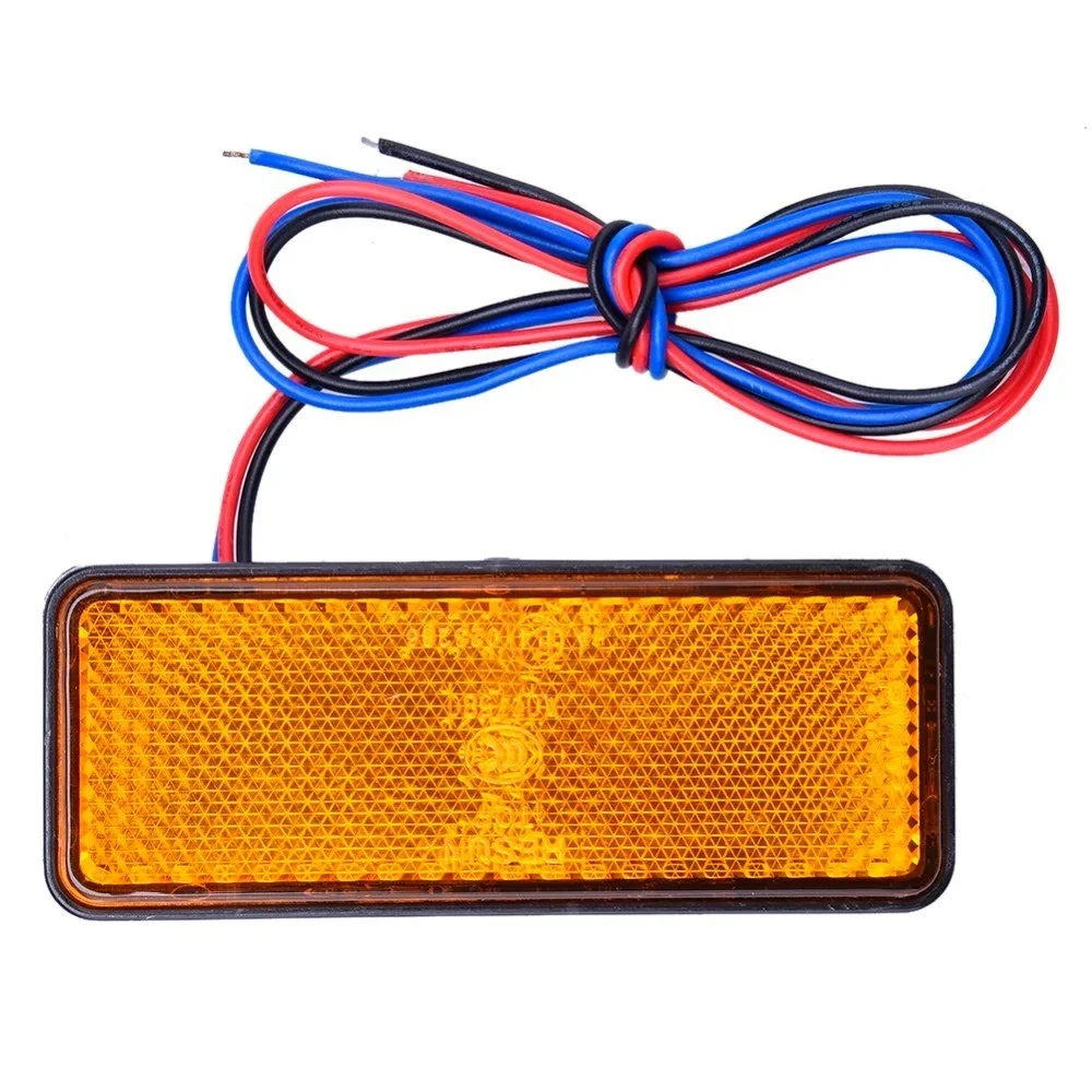 Auto Motorcycle Square Tail Lights Truck Side Marker Lights 24LED Warning Singal Light Red White Amber LED TailLights Accessorie