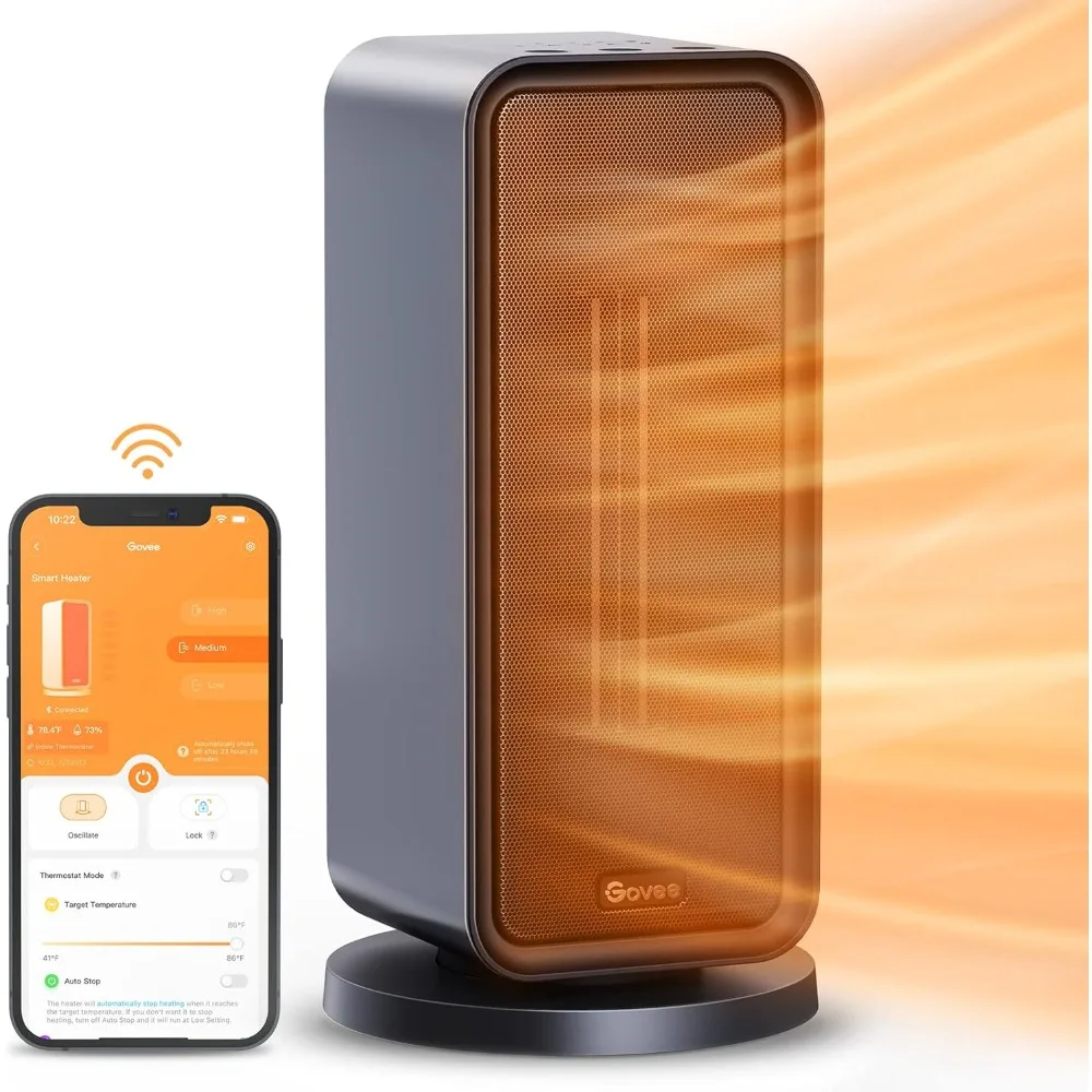 

Electric Space Heater, 1500W Smart Space Heater with Thermostat, WiFi & Bluetooth App Control, Works with Alexa