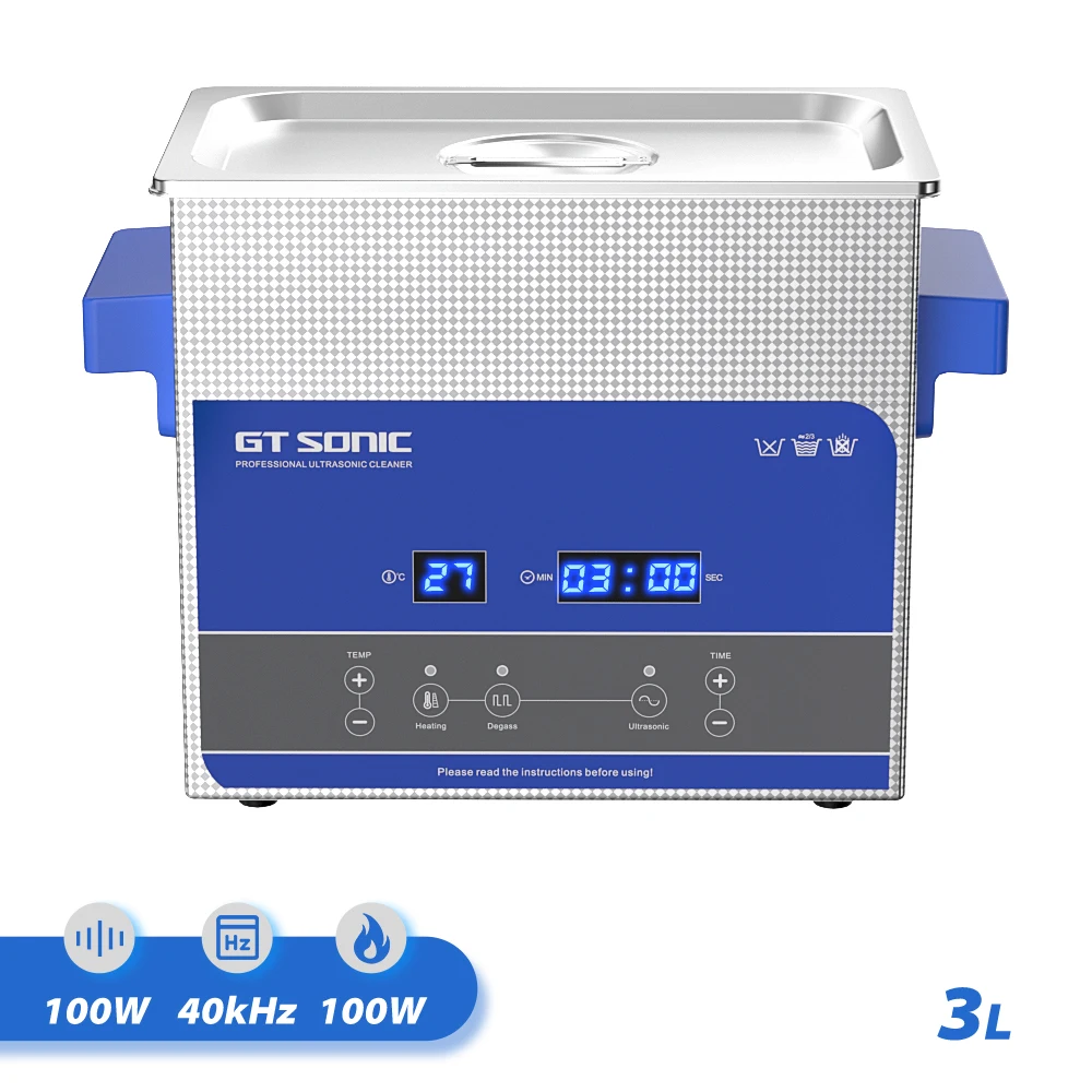 GT SONIC 3L Ultrasonic Cleaner Heater Timer Degas 100W Powerful Temperature Spare Parts Oil Rust Removal Surgical Clinic Clean