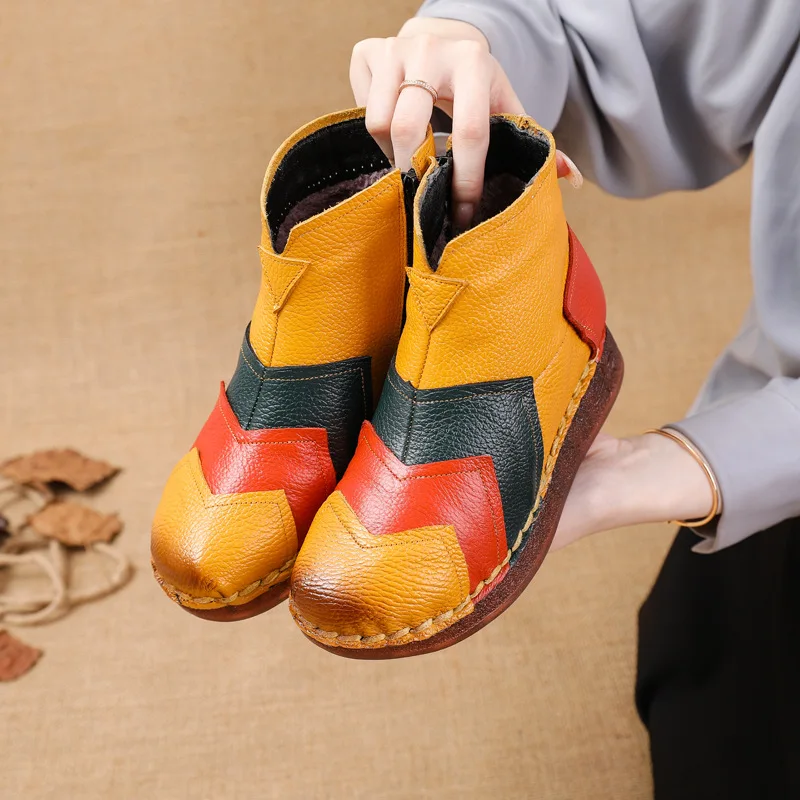 Neue Echtleder-Schnürstiefeletten für Damen, Klassische Perlen-Bootsschuhe, Damen-Reißverschluss-Stiefeletten, Weiche Casual-Booties, Bequeme Urlaubsstiefel – Detail 15