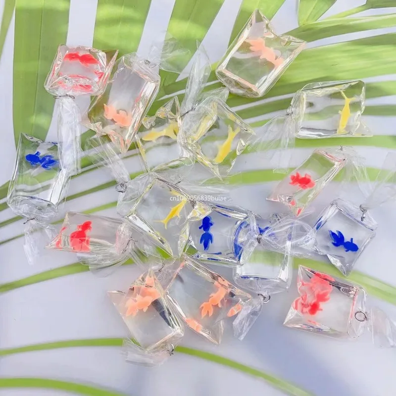 1pcs Coral Fish Bag Resin Charms Ocean Transparent Small Fish in Water Bag Jewelry Pendant Jewelry Handmade DIY Material Decor