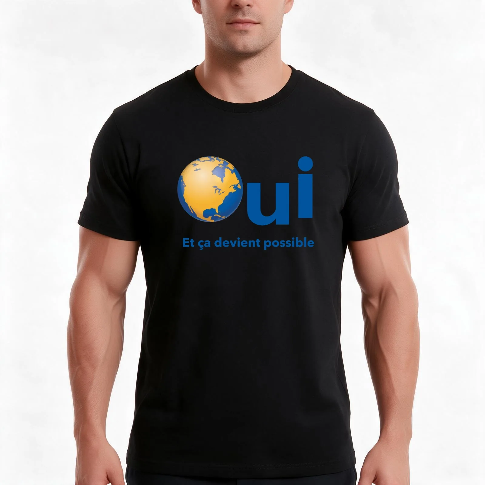 Oui Quebec Referendum 1995 yellow poster sticker with earth Qc PQ OUI et ?a devient possible Québec HD HIGH QUALITY ONLI T-Shirt