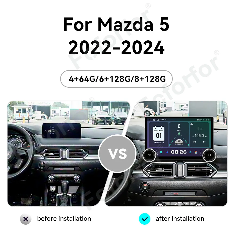 Radio Multimedia Premium Elite de 11.5 Pulgadas con Android 15, Pantalla Ultra HD, CarPlay Inalámbrico y GPS para Mazda 5 2022-2024
