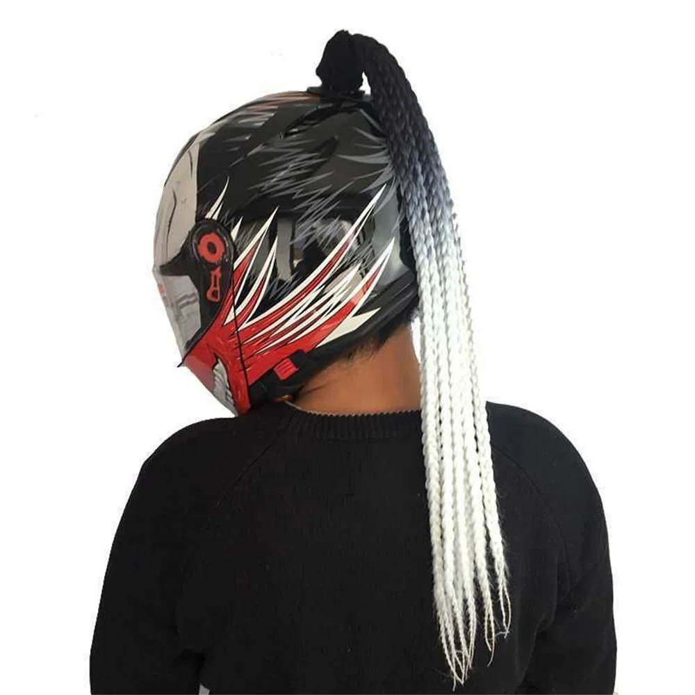 Helmet Braid Pigtails Ponytail Women Motorcycle Helmet Decoration Braid Ponytail Motorbike Pigtails Braids Ponytail With Sucker