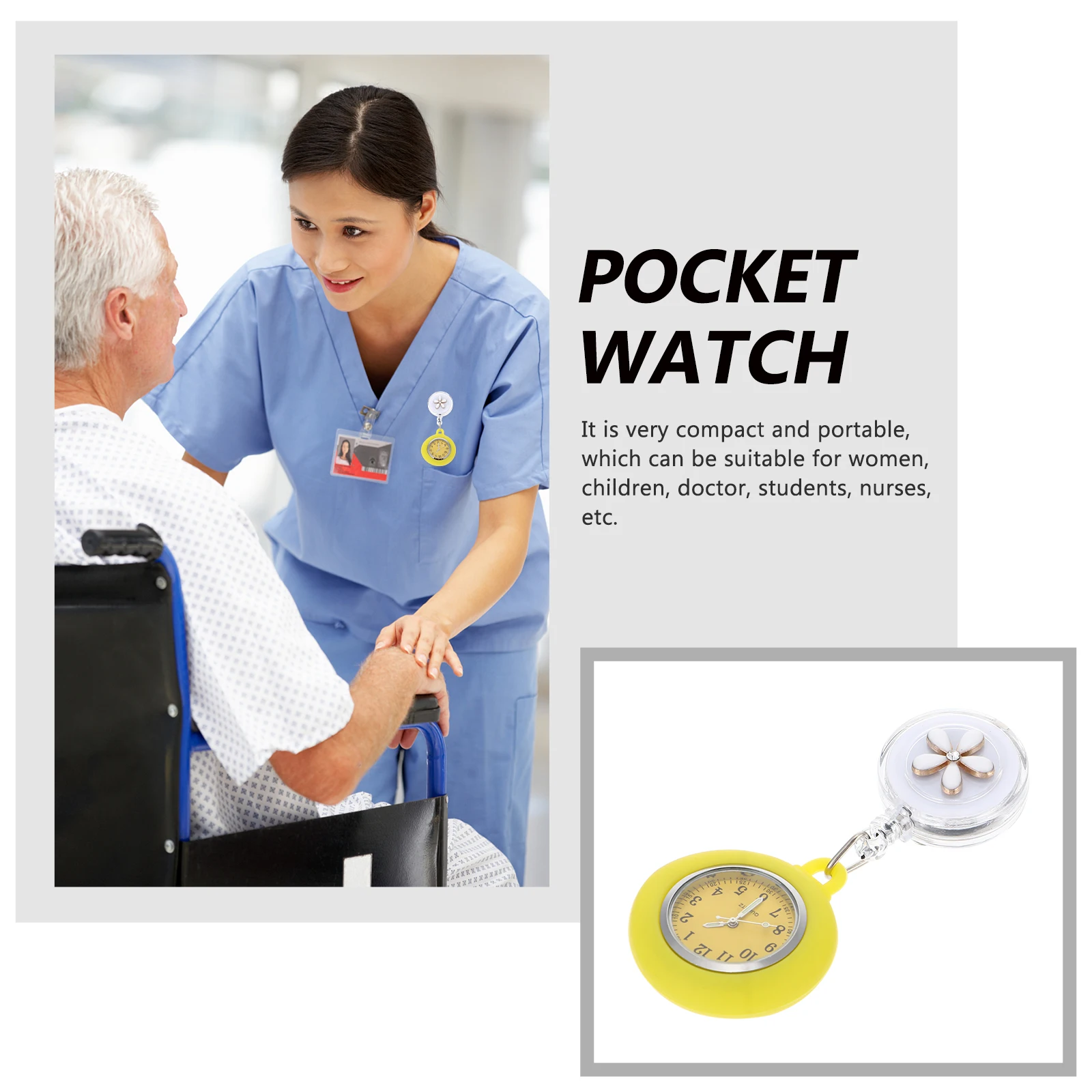 

Nurse Pocket Watch Excellent Craftsmanship Practical Portable Clear Dial Design Stable Wear Smooth Touch Student Gift