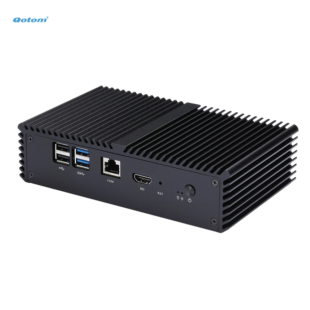 Qotom J3455 Fanless Mini PC, 4x Intel i210-AT Gigabit LAN, POE Support, Console, UEFI, AES-NI, Firewall Router for pfSense