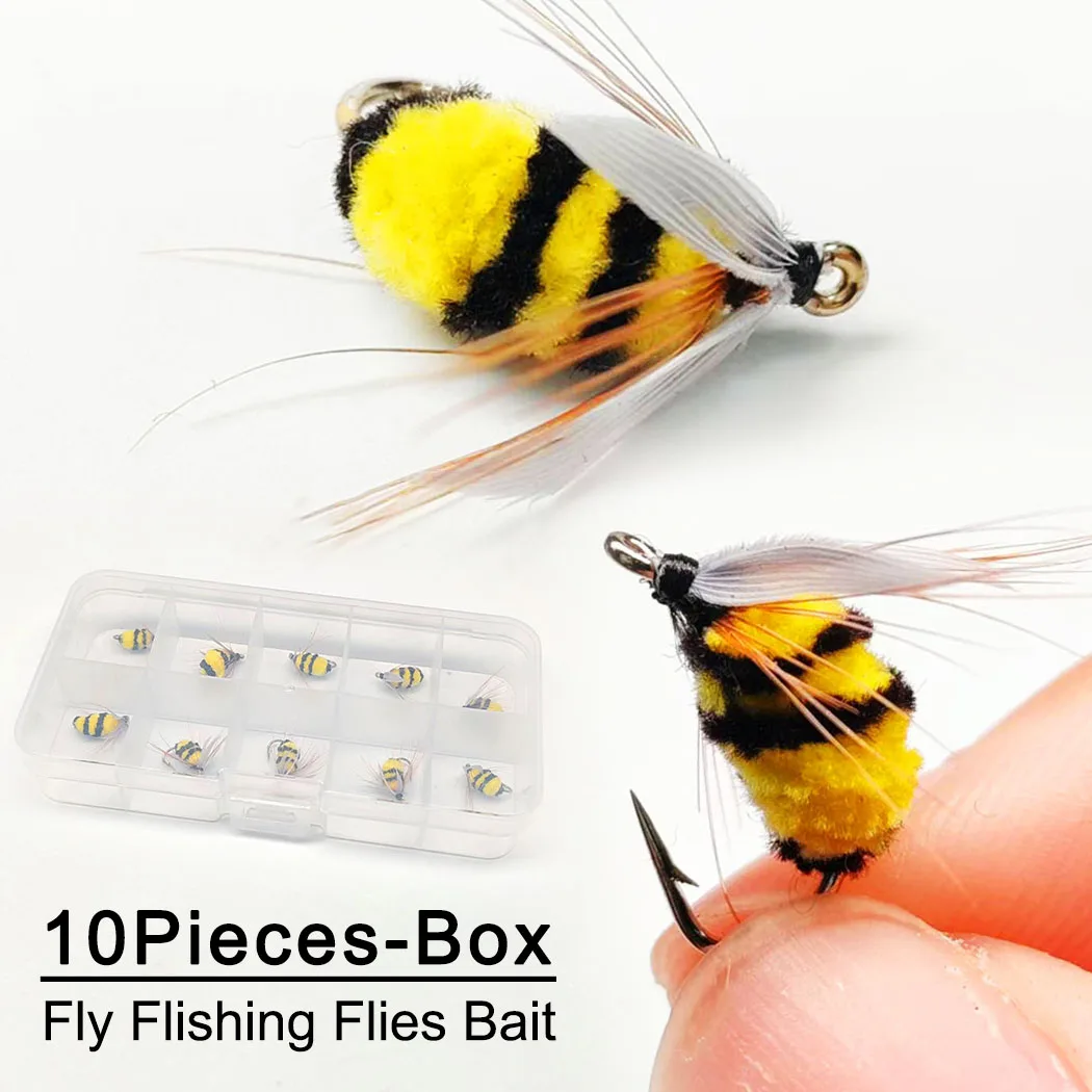 10 Teile/schachtel Fliegenfischen Fliegen Laser Doppel Geflügelte Fliegen Köder Künstliche Trocken Fliegen Fliegen Köder für Bass Fishing Forelle locken