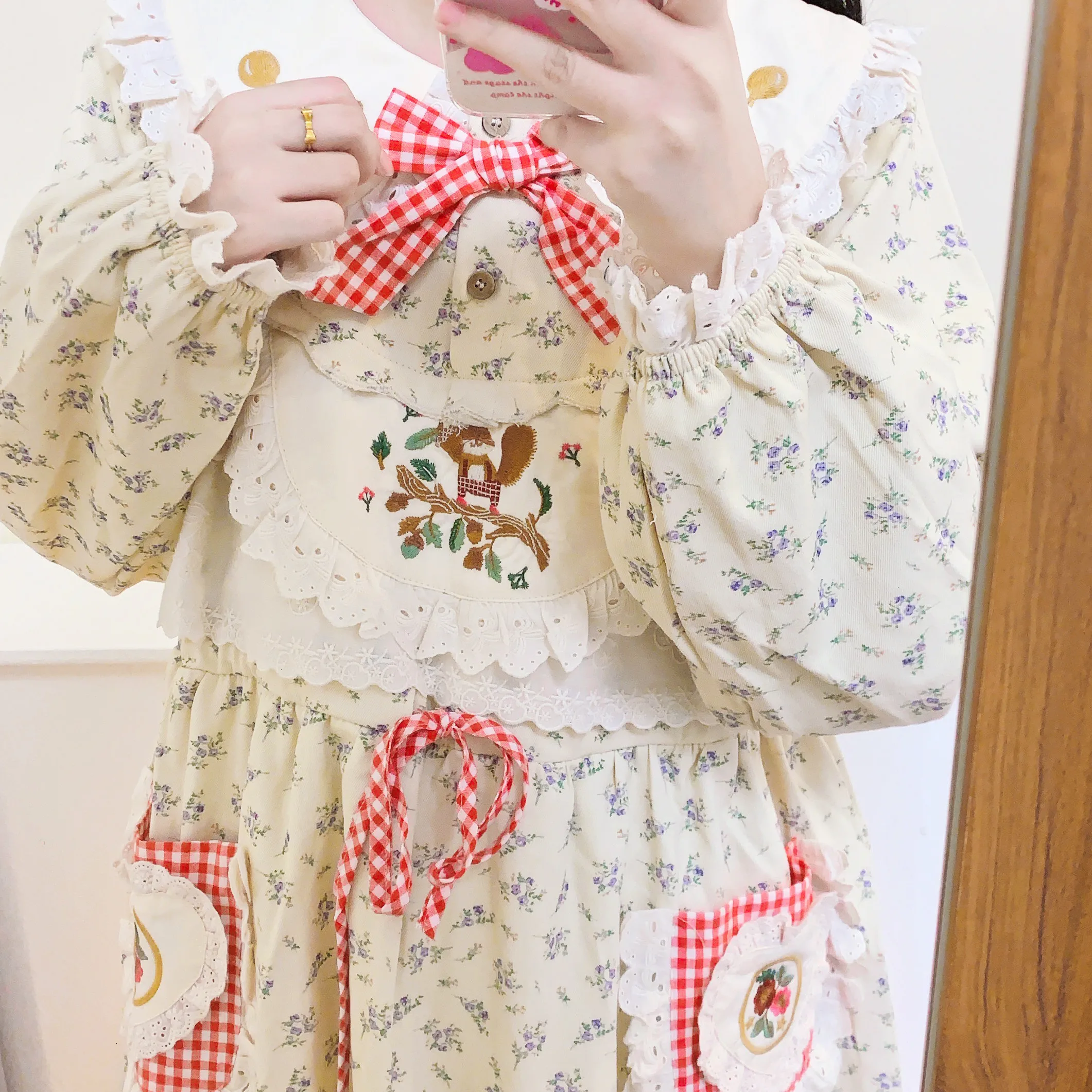 Autumn Sweet Corduroy Patchwork Lace Kawaii Long Dress Women Vintage Retro Chic Cottagecore Goblincore Lolita Evening Midi Dress
