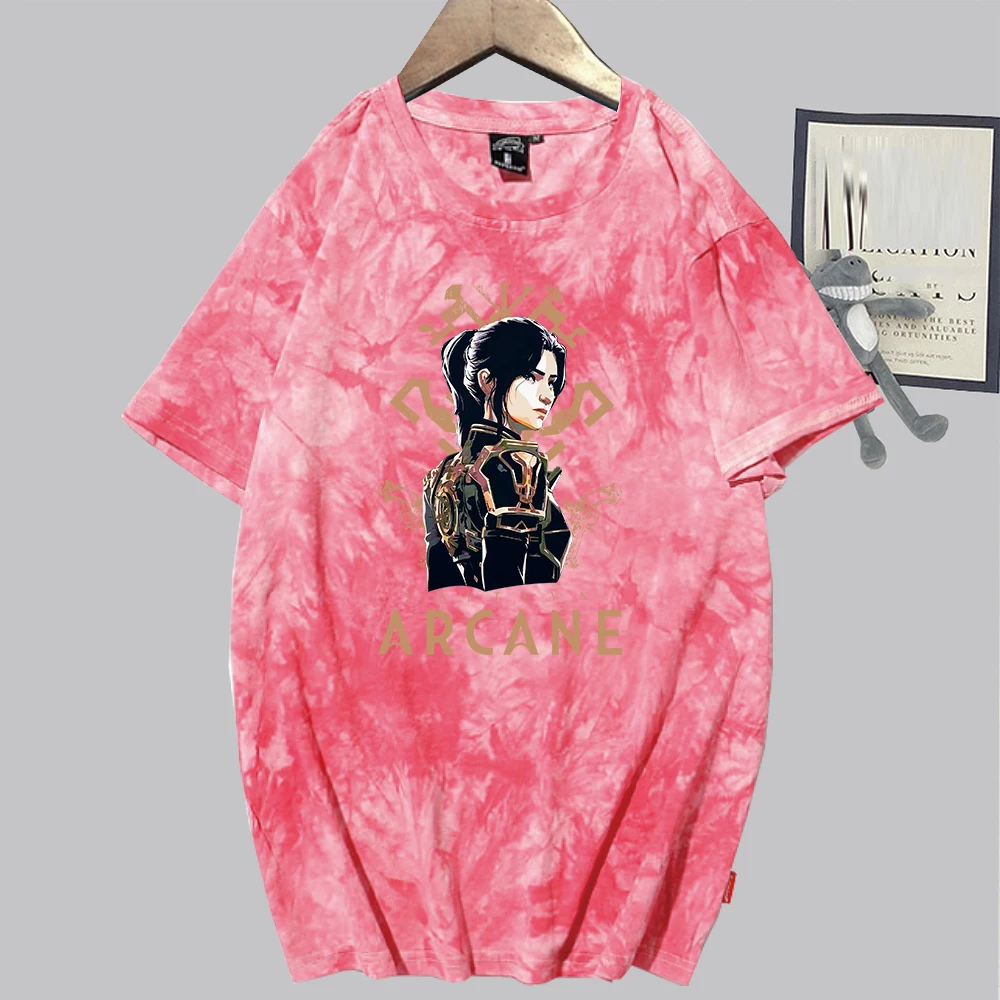 Arcane Season 2 Caitlyn Retro Tie Dye Shirt Unisex Round Neck Short