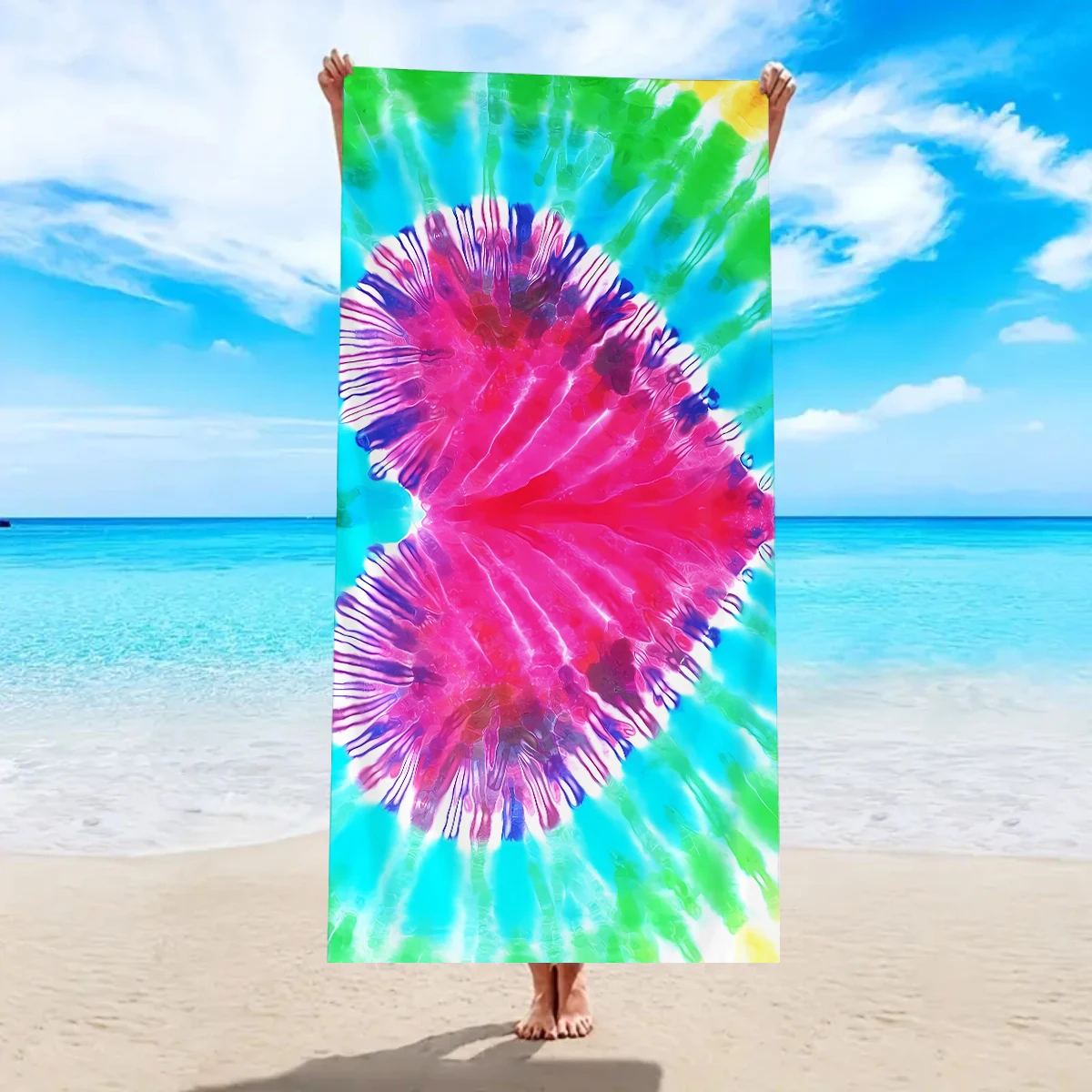1pc ultra-fine fiber dinosaur sloth tennis printed beach towel, suitable for camping, beach, swimming essential beach towel