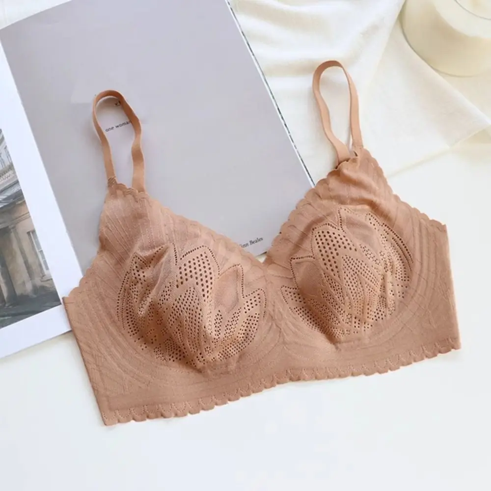 

Breathable Seamless Lace Mesh Bras Ultrathin Anti-sagging Push Up Underwear Lingerie Shockproof Wireless Deep V Bra Women