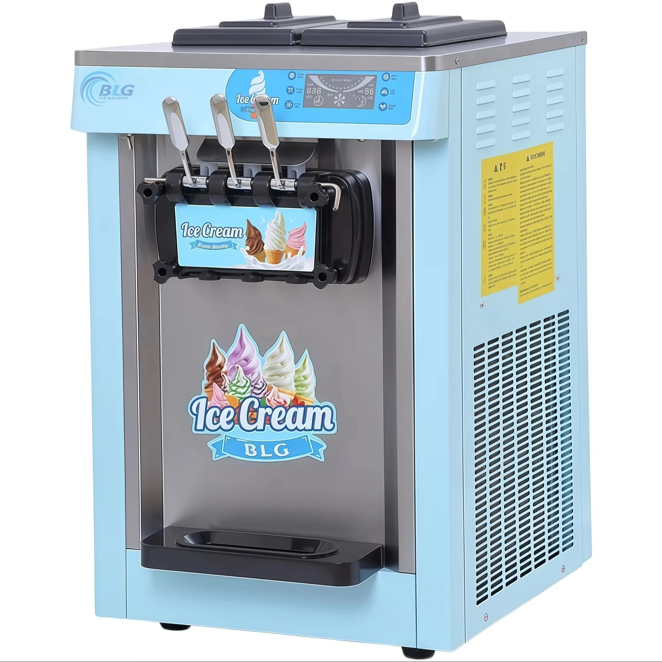 

MT 220V Commercial Automatic Ice Cream Machine 3-Year Warranty 3-Flavor Vertical Soft Serve Maker Rack 20-28L Ice Cream Powder