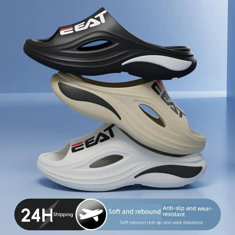

Men's Outdoor Beach Slippers Thick Bottom Sports EVA Slip-On Shoes Anti-Slip Deodorant Summer Casual Comfortable Footwear