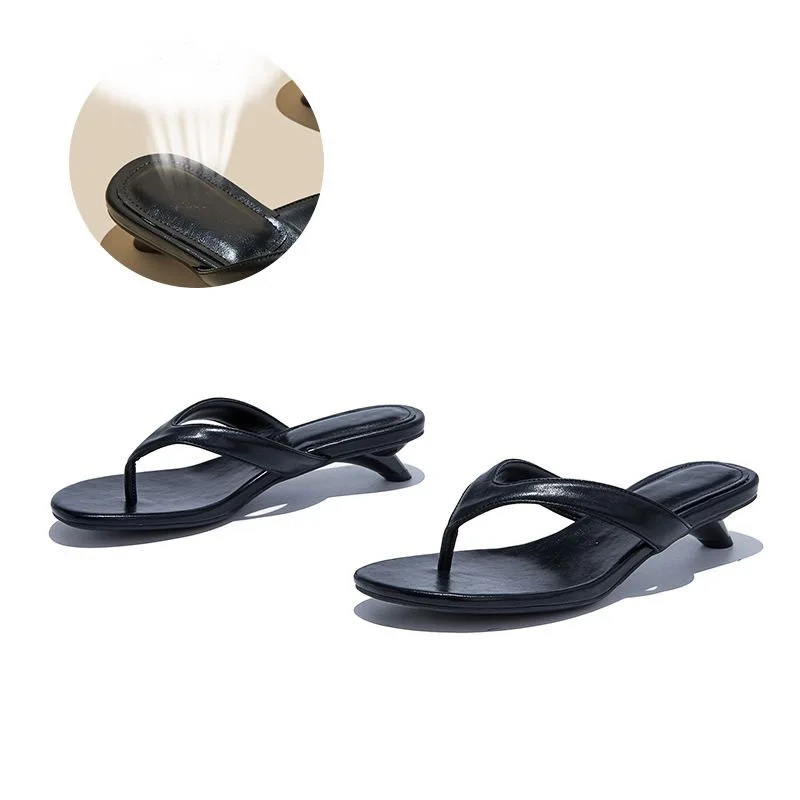 

New Women's Slippers High-Heeled Fashionable Flip-Flops Women Plus Size Summer Round Toe Beach Shoes girl