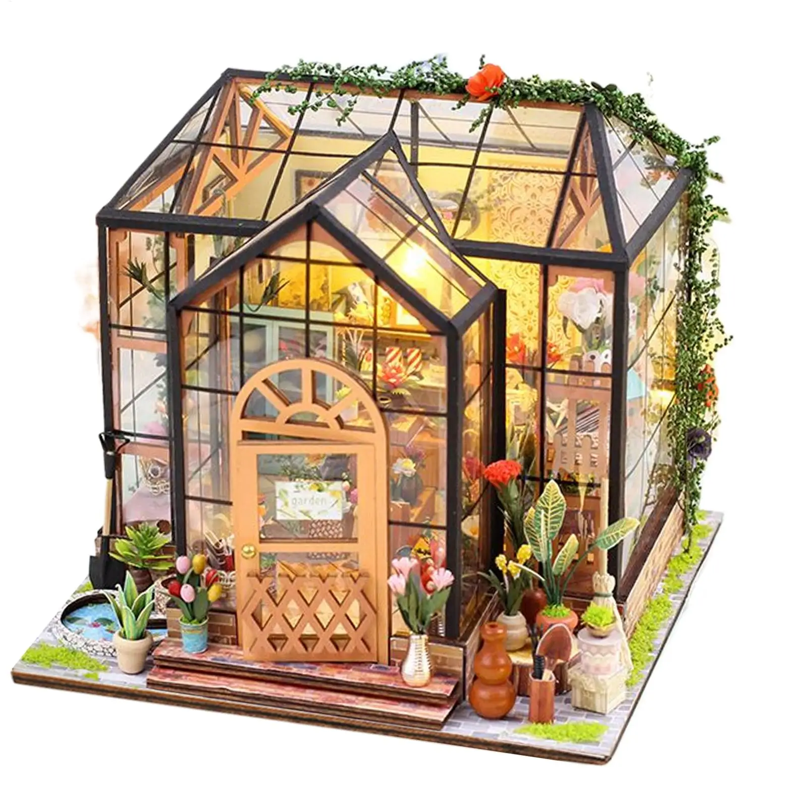 Kit de fabrication de maison Miniature avec meubles, modèle créatif en bois, serre, artisanat de bricolage pour projets d'adultes, artisanat de décoration de chambre