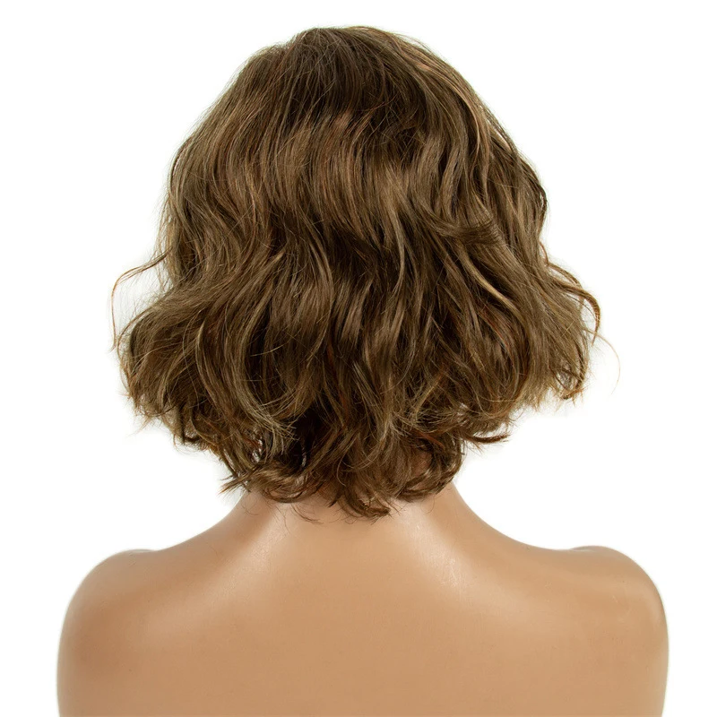 Short Messy Wavy body wav 14Inch With Side Part For Women Natural Hairline Adjustable Breathable Cap Daily Party Styling Wig