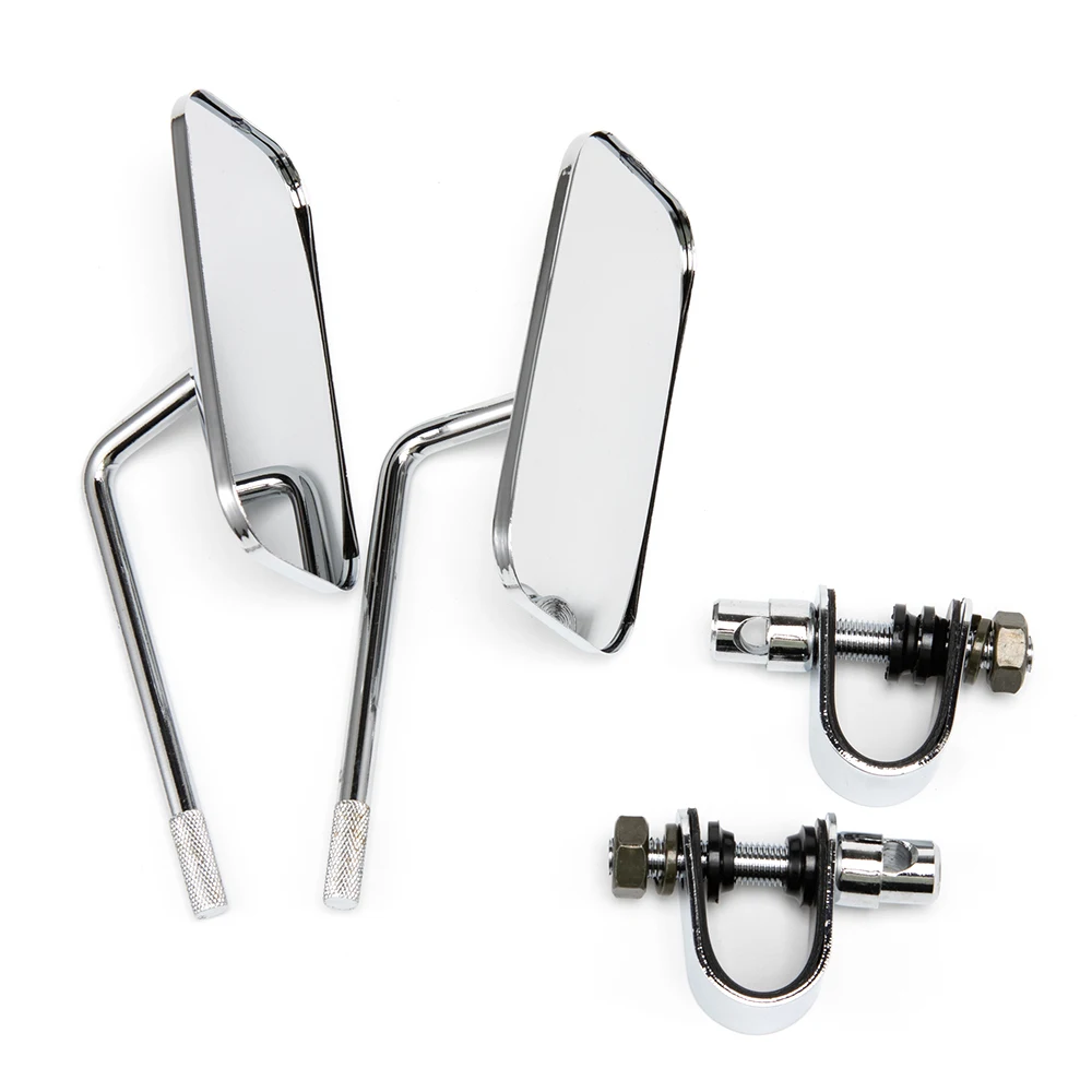 Pair Motorcycle Handlebar Rear View Mirrors Round Convex Clip-On 22-25mm Black Retro for Harley Honda Chopper Cruiser Cafe Racer