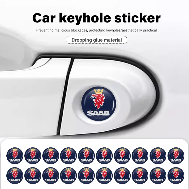 8pcs Car Door Keyhole Sticker Lock Protector Anti-blocking Decal For SAAB 9-4X 9-7X 9-3 9-5 9-2X 9-X 600 99 97 Monster GT750