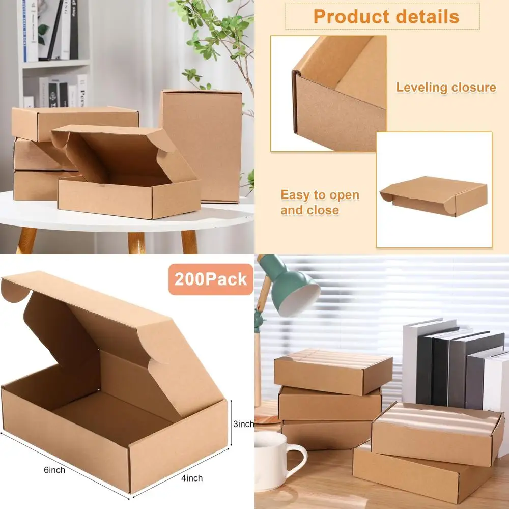 

200 картонных почтовых коробок для отправки - 6x4x3 дюйма, коричневые гофрированные почтовые конверты для упаковки товаров малого бизнеса