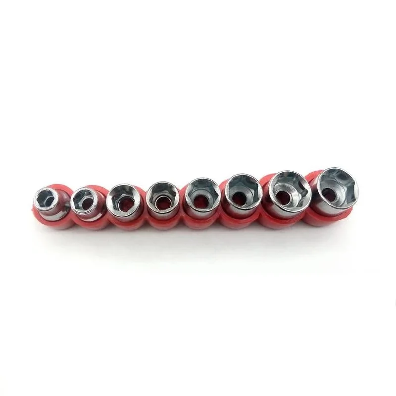 8pc1/4 Socket Wrench Head Set With Holder  Drive Hex Bit Socket Set Socket Wrench Adapter 5/6/7/8/9/10/11/12mm