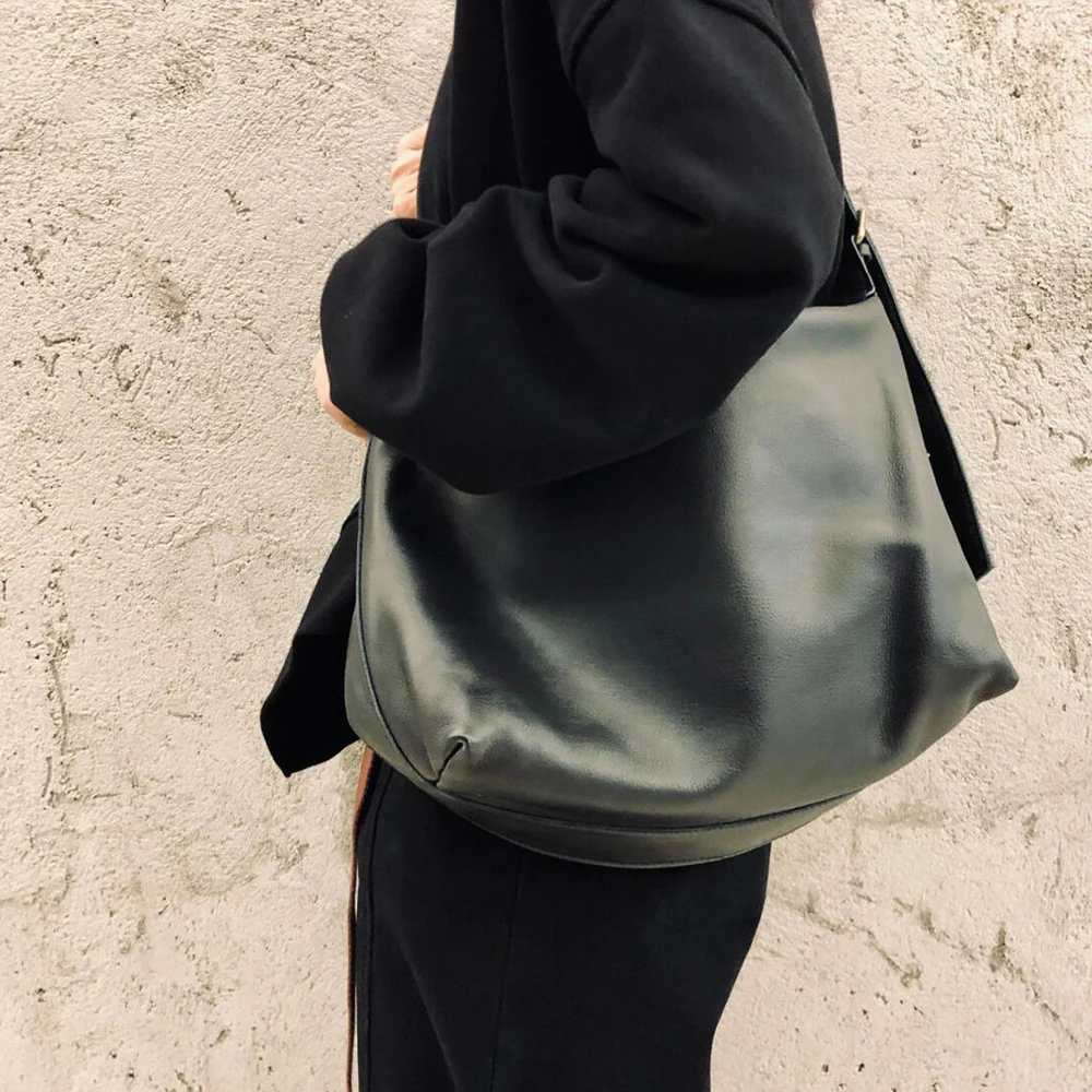 Leather Women Casual Shoulder 100% Natural Cowhide Large Capacity Shopper Bag Big Soft Crossbody Bag Female Tote