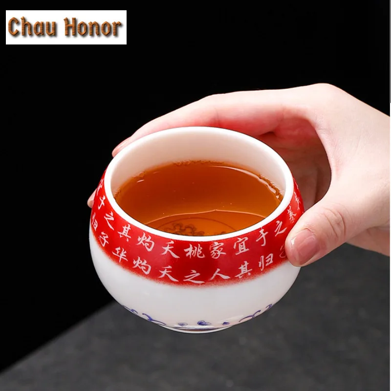 140ml Mutton-fat Jade White Porcelain Master Cup Household Personal Tea Bowl Portable Travel Meditation Cup Tea Set Supplies