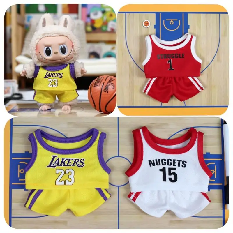 New Popular Kawaii Cartoon Anime Cute Labubu Monster Doll Basketball Doll Fashion Clothing Set Diy Children's Toy Birthday Gift