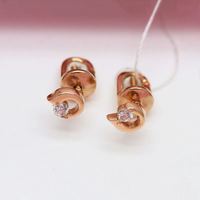 الجديد في 585 أقراط القمر الذهبية الأرجوانية مطلية بمسامير كلاسيكية من الذهب الوردي عيار 14 قيراط أقراط بسيطة للنساء مجوهرات الحفلات