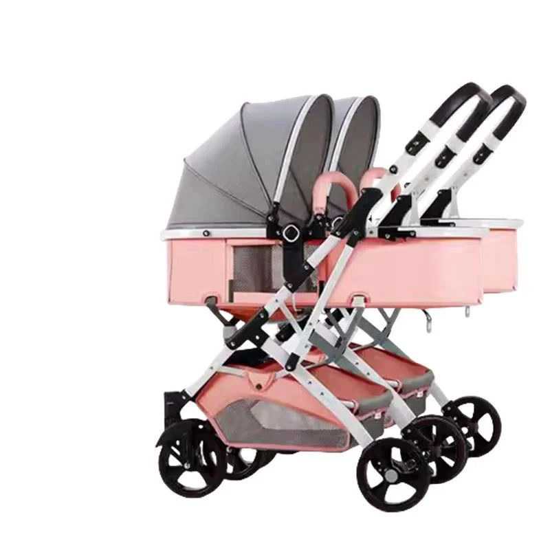 Custom Twins Baby Stroller Splitable Shock Absorption Multiple Weight Folding Sit and Lying Twin Baby Carriage Stroller