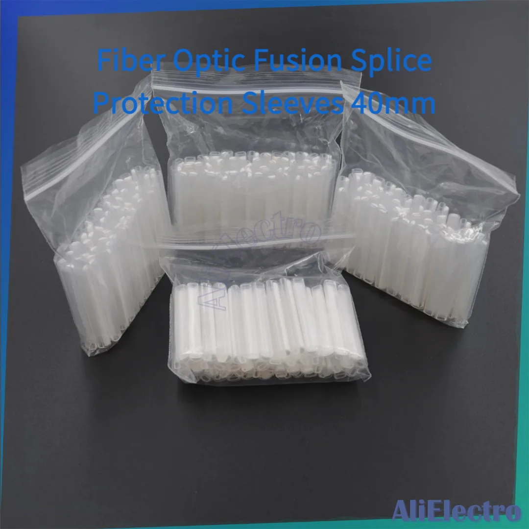 100Pcs Ribbon Mass Fiber Optic Fusion Splice Protection Sleeves 40mm, Heat Shrinkable tube,Clear