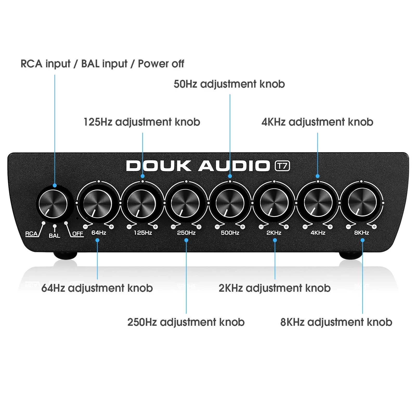 Imagem -02 - Double Audio t7 Equalizador de Bandas Equilibrado Xlr Rca Pré-amplificador para Amplificador Doméstico