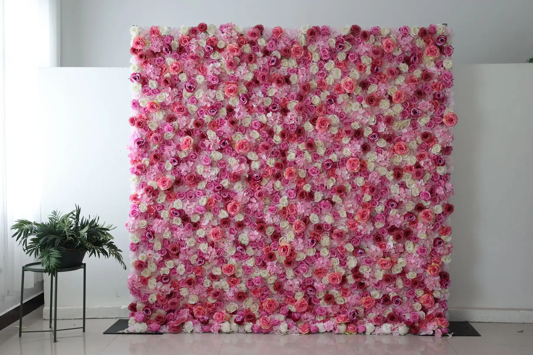 

3D Peach pink series rose Roll Up Cloth Flower Wall Hydrangea Wedding Backdrop Window Display Flower Runner Event Party Prop