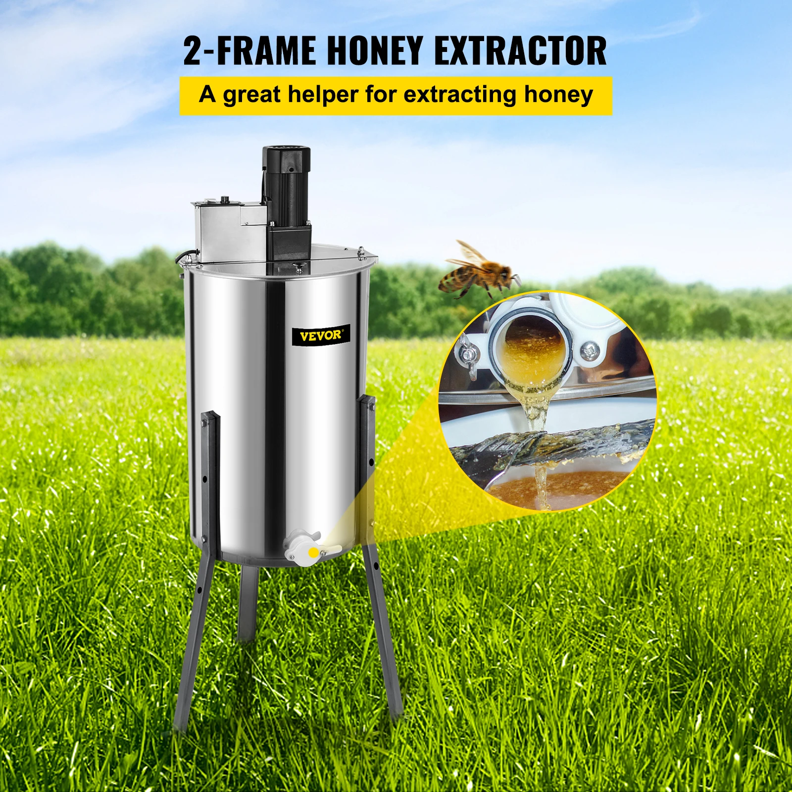 VEVOR Honey Extractor 2 3 4 Frame Manual Electric Stainless Steel Honeycomb Spinner Crank Honey Centrifuge Beekeeping Equipment