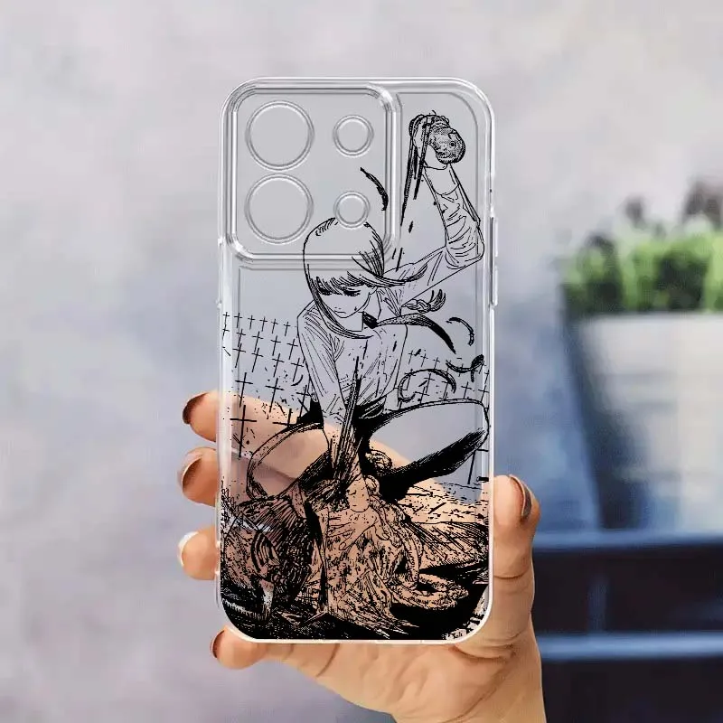 

Chainsaw Man Anime Phone Case For Xiaomi Redmi 10 11 K30 K40 K50 K60 K70 Pro Prime Plus Ultra Zoom 5G TPU Transparent