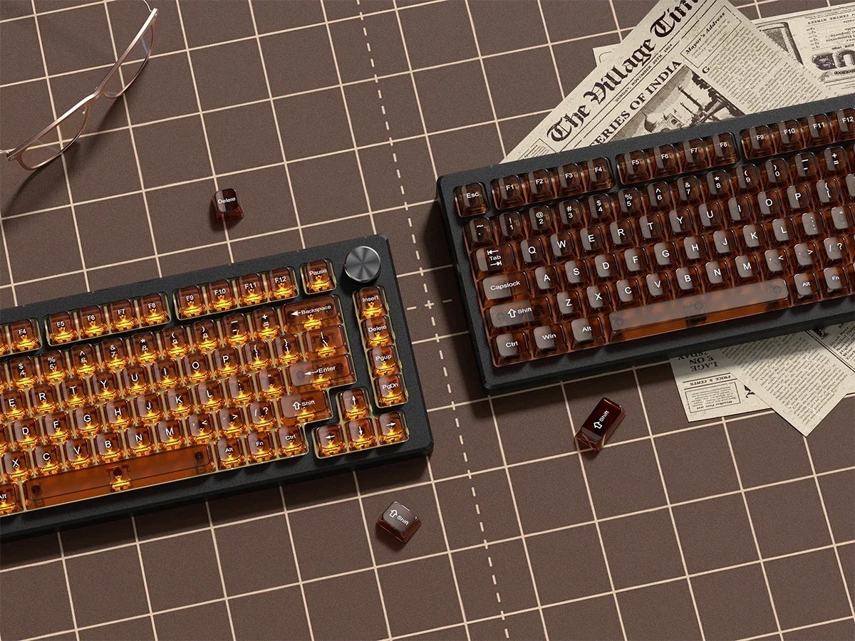 

115 Keys Brown Transparent Keycaps MDA Profile Backlit RGB PC Crystal Keycap For Mechanical Gaming Keyboard ISO Enter Key Caps