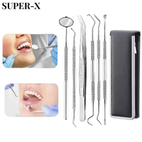 SUPER-X1set Dental Stainless Tool Set Mouth Mirror Probe Hook Pick Tweezer Oral CleaningTeeth Care Tool Dental Calculus Removers