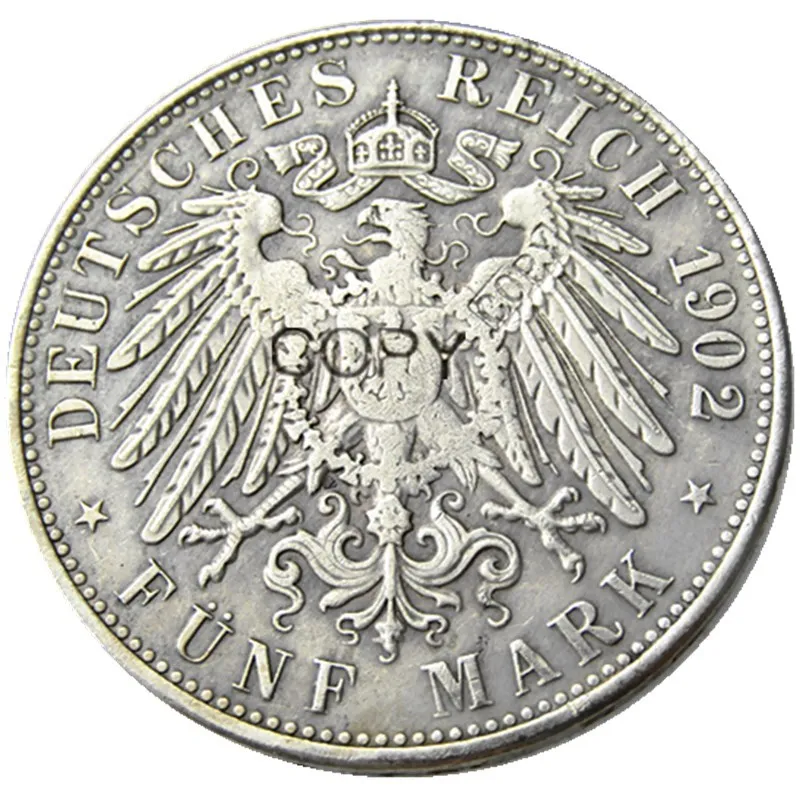 Germany Bavaria coin 5 mark silver 1902D Otto Silver Plated Copy Coins