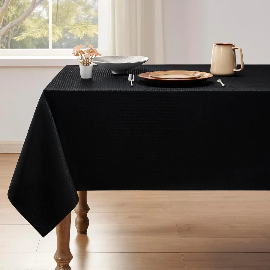 

Rec Tablecloth Weaved Textured Water Resistant Sof Table Cloth Decorative Fabric Wrinkle Free Table Cover for Events and Dinner
