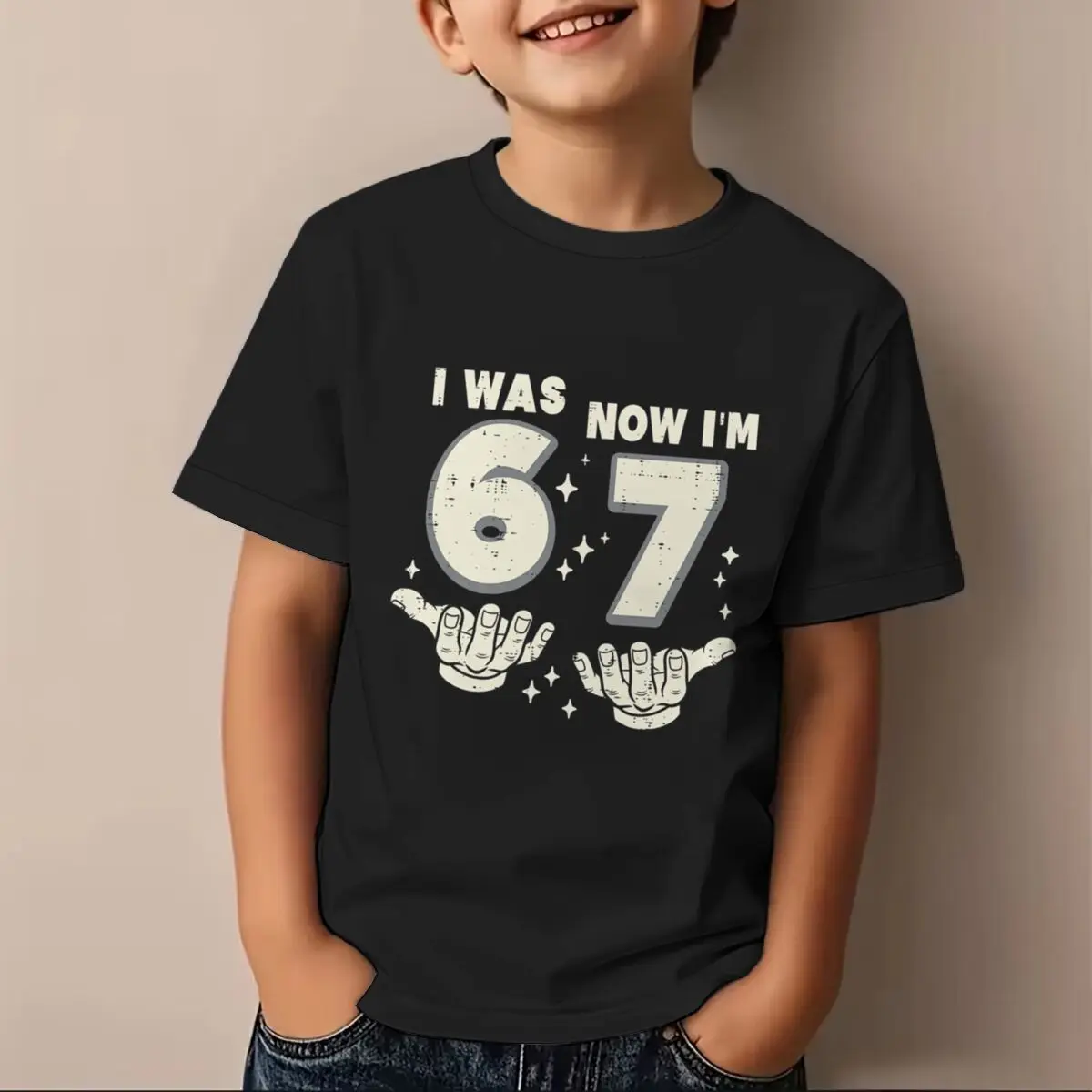 I Was 6 Now I'm 7 Birthday Kids T-shirt Vintage Hand 6 7 Clothes Child Girl Boy 7th Birthday Fashion Short Sleeve Cotton Tee Top